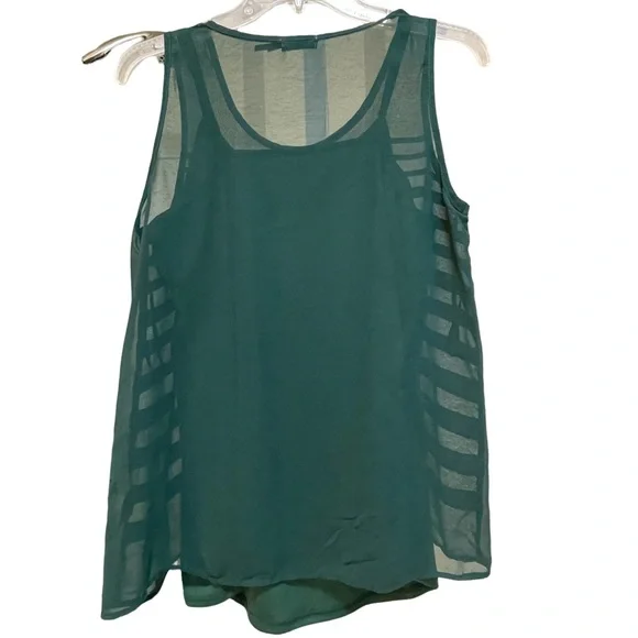 Sheer Green blouse with green cami - Picture 2 of 5